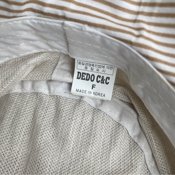 Vintage Women's Dedo C&C Beige Stripe Bow Bucket Sun Hat O/S Classic Coastal - Picture 12 of 12